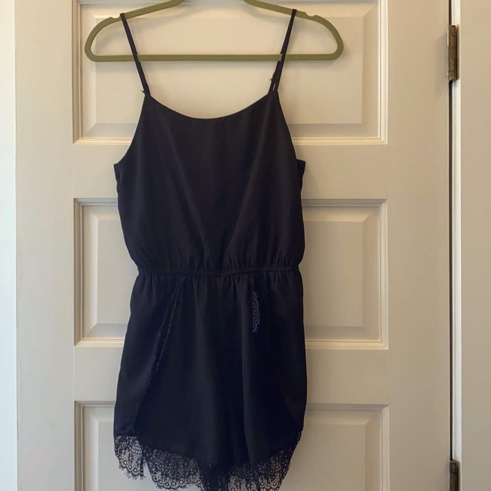 Black Polyester lace romper